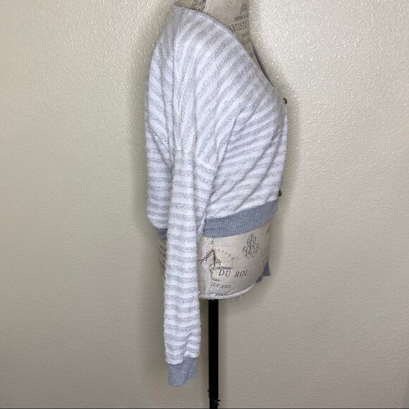 Maison Jules White & Gray Striped Cardigan Size Large - Picture 3 of 8